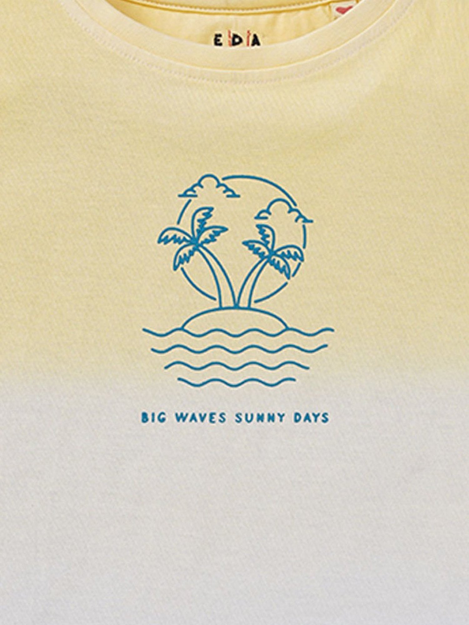 Ed-a-Mamma Kids Yellow & White Cotton Printed T-Shirt