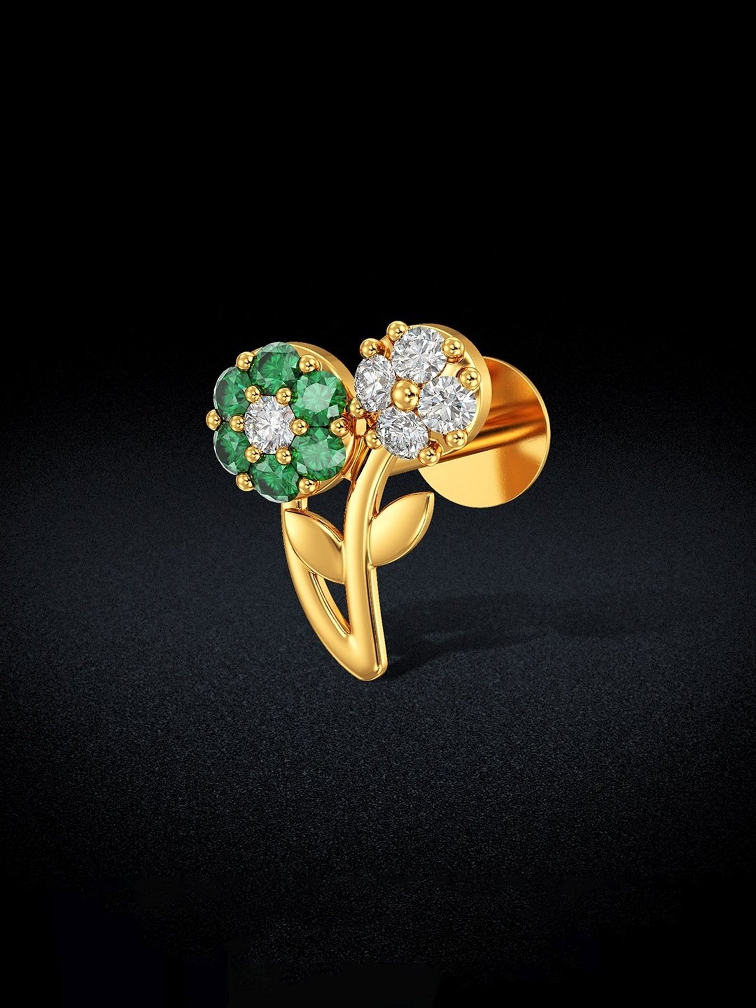 Joyalukkas 22k Dual Blossom Gold Nosepin for Women