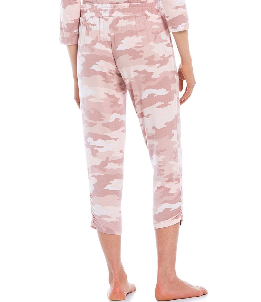 VAN WINKLE & CO. Camouflaged Print Ankle-Length Jersey Knit Sleep Pants
