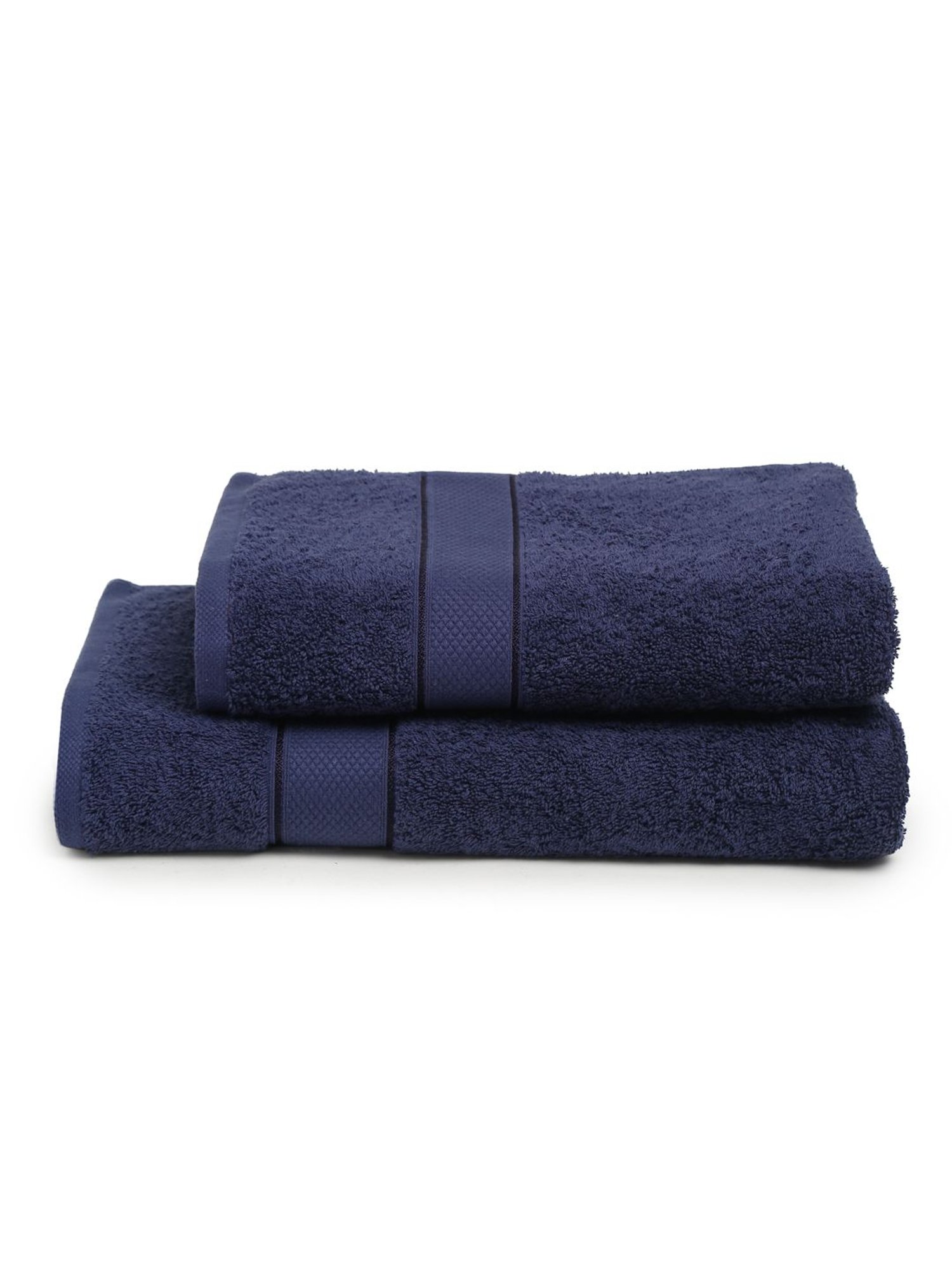 Creeva Navy Blue 525 GSM Cotton Bath Towel Set of 2