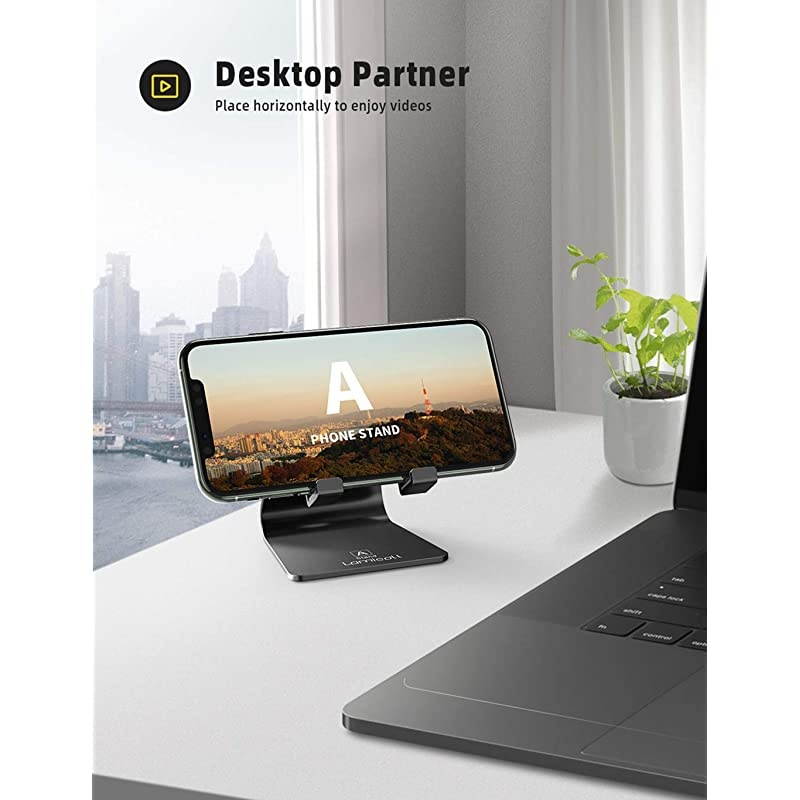 Adjustable Cell Phone Stand  Phone Stand Update Version Cradle Dock Holder Suitable to Switch iPhone 8 X 7 6 6s Plus 5 5s 5c Charging Accessories Desk All Android Smartphone Black