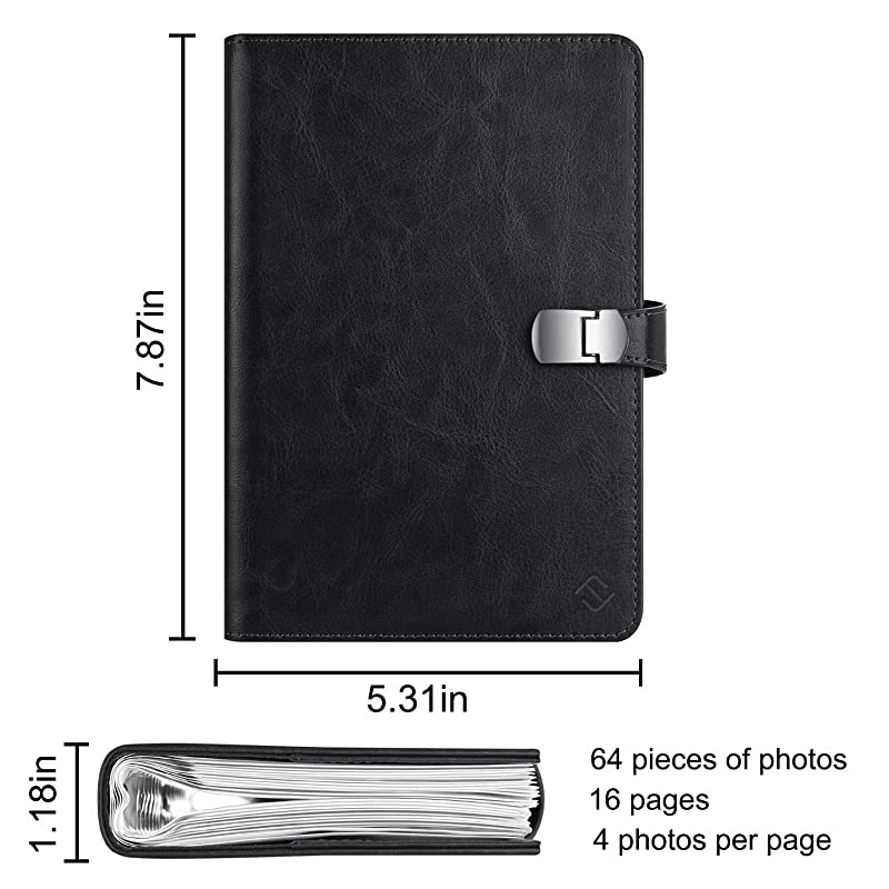 Wallet Photo Album for Fujifilm Instax Wide 300 Polaroid OneStep 264 Pockets Snap Fastener Album Compatible with Polaroid POP Originals 600 Camera 35x45 Inch Film Vintage Black