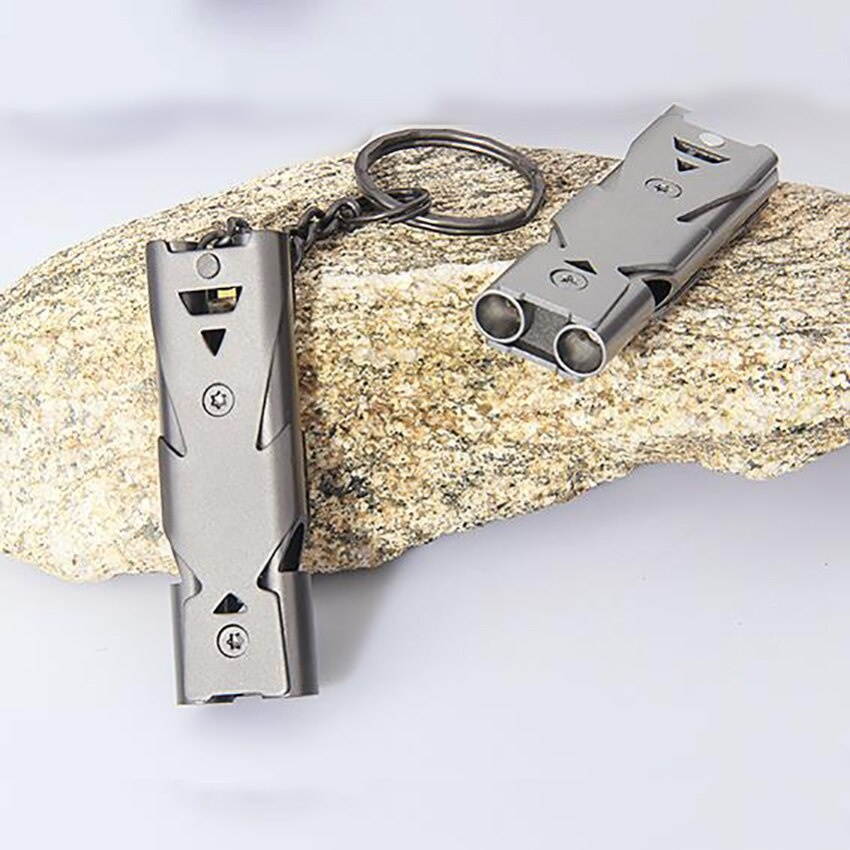 150db Double Tube Decibel Outdoor Survival Whistle, Stainless Steel Soccer Basketball volley Referee Whistle