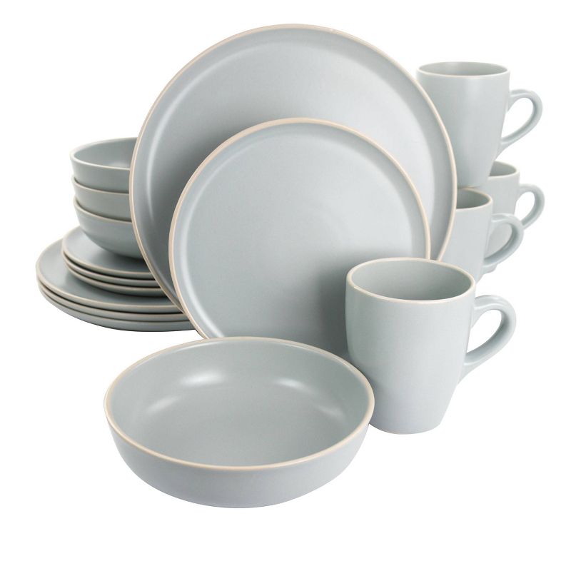Gibson Elite 16pc Stoneware Serenade Dinnerware Set Gray