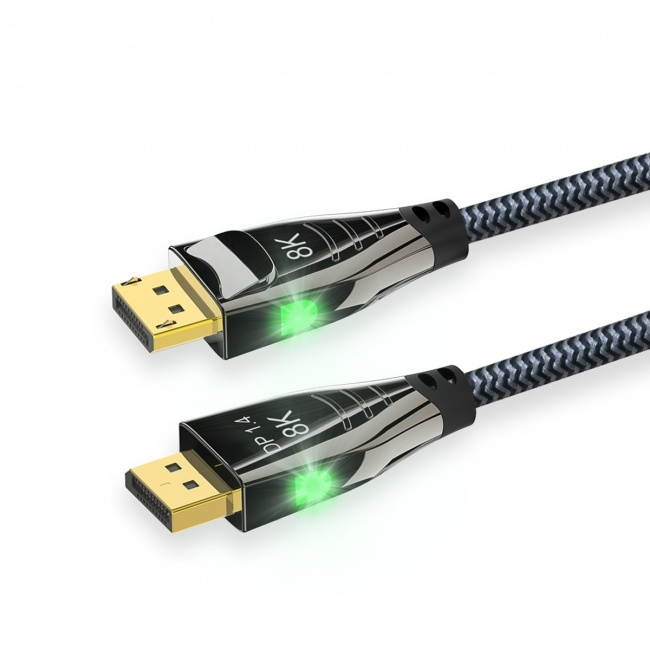 1.0M FVH DisplayPort 1.4 8K 60hz Cable Ultra-HD UHD 4K 144hz DP to DP Cable 7680*4320 with LED Light DP-032