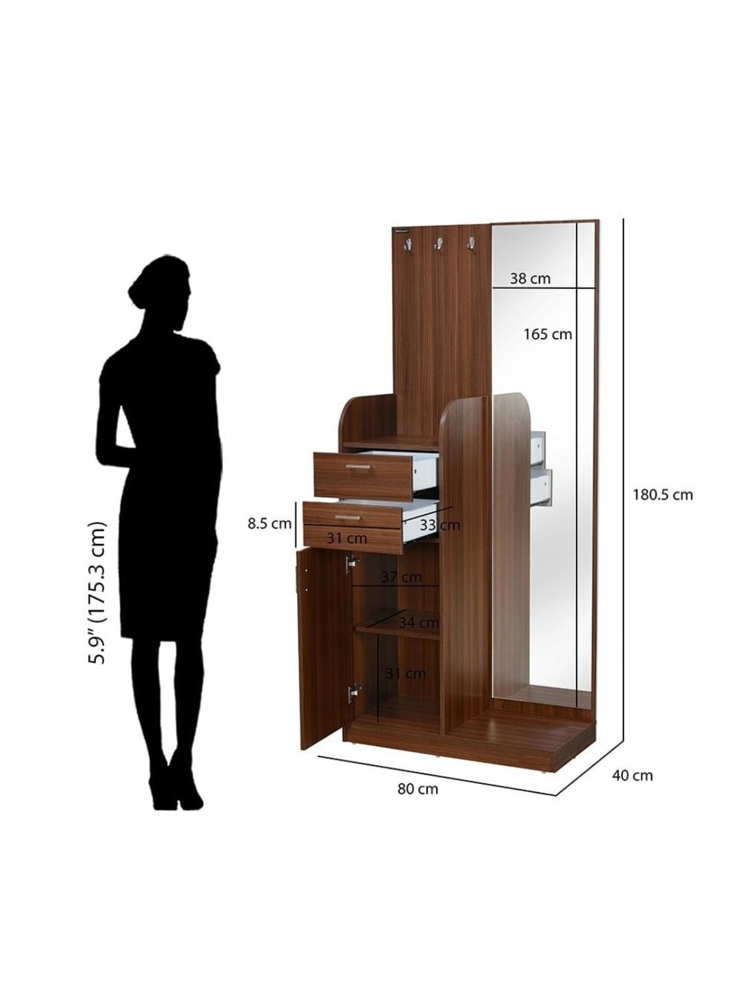 Godrej Interio Aero Valigny Oak Engineered Wood Standerd Dressing Table