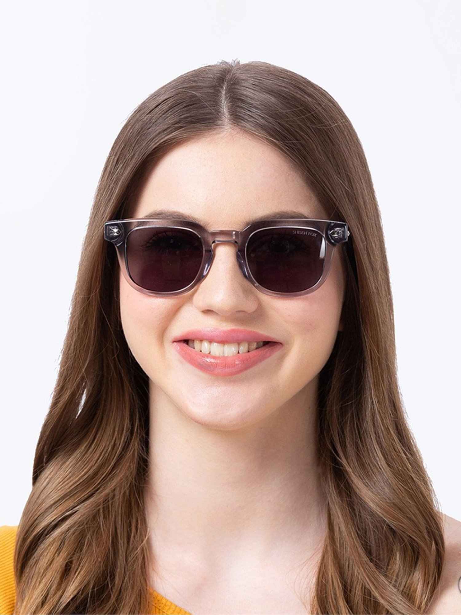 Shisen Fox Osaka Smoke Square Unisex UV Protection Sunglasses -48 mm