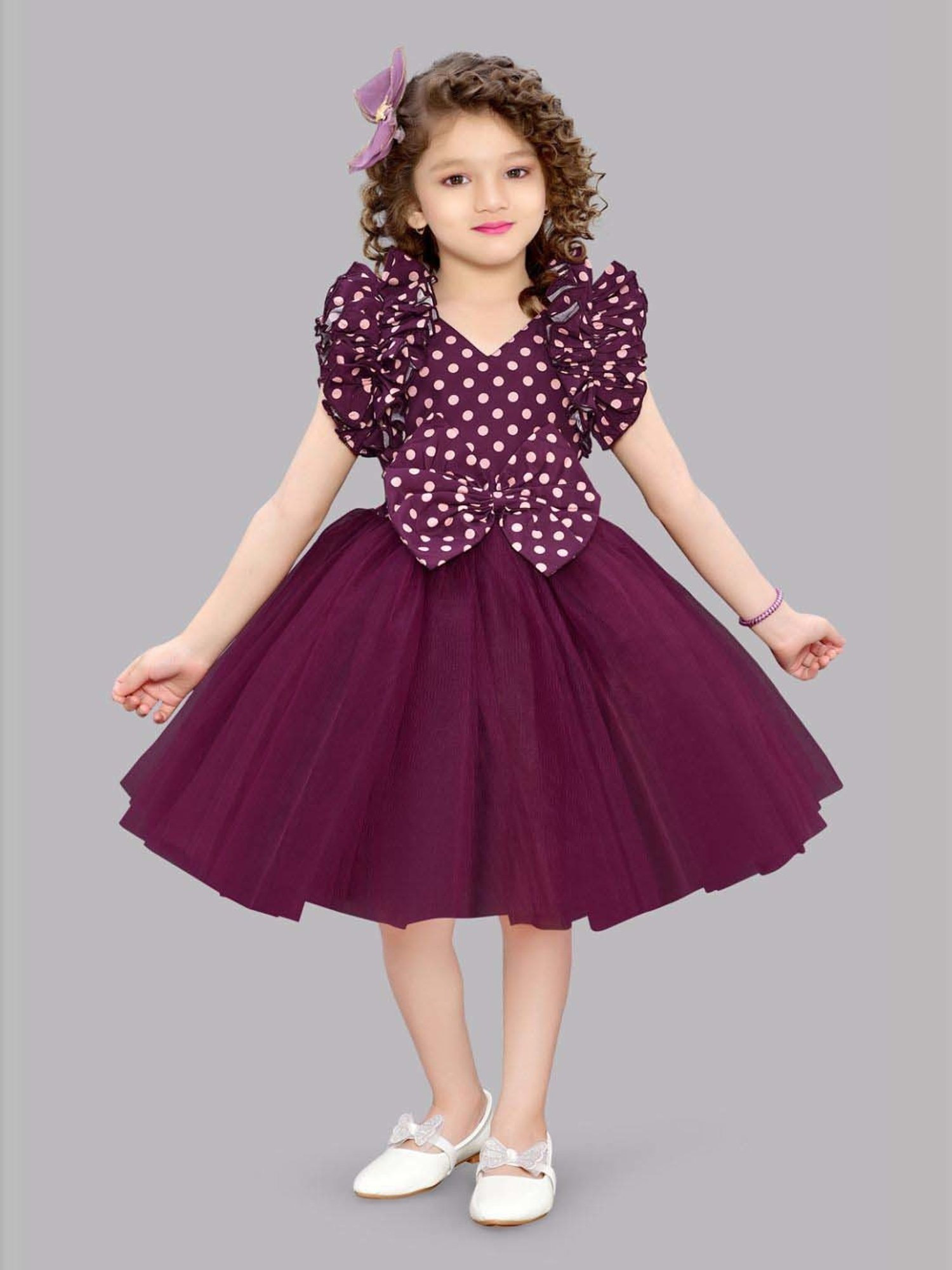 Many Frocks Kids Red Solid Dress