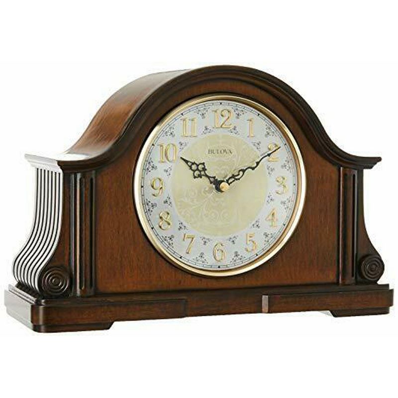 Bulova Clocks B1975 Chadbourne Desk Clock with Solid Wood and Walnut Finish