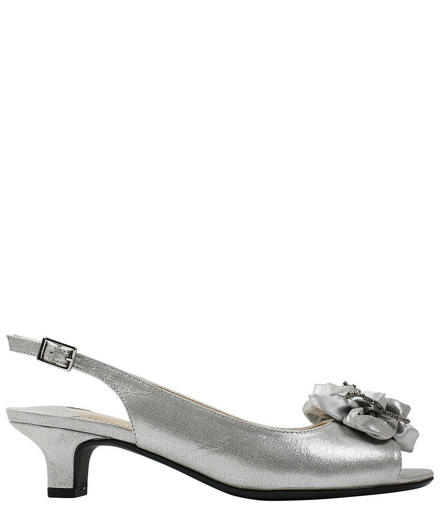 J. Renee Leonelle Embellished Bow Slingback Peep Toe Pumps