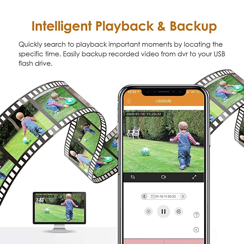 1080p Home Security Camera System, 8 Channel 1080N CCTV DVR Recorder with 8pcs 1080p Surveillance Bullet Cameras(No Hard Drive)