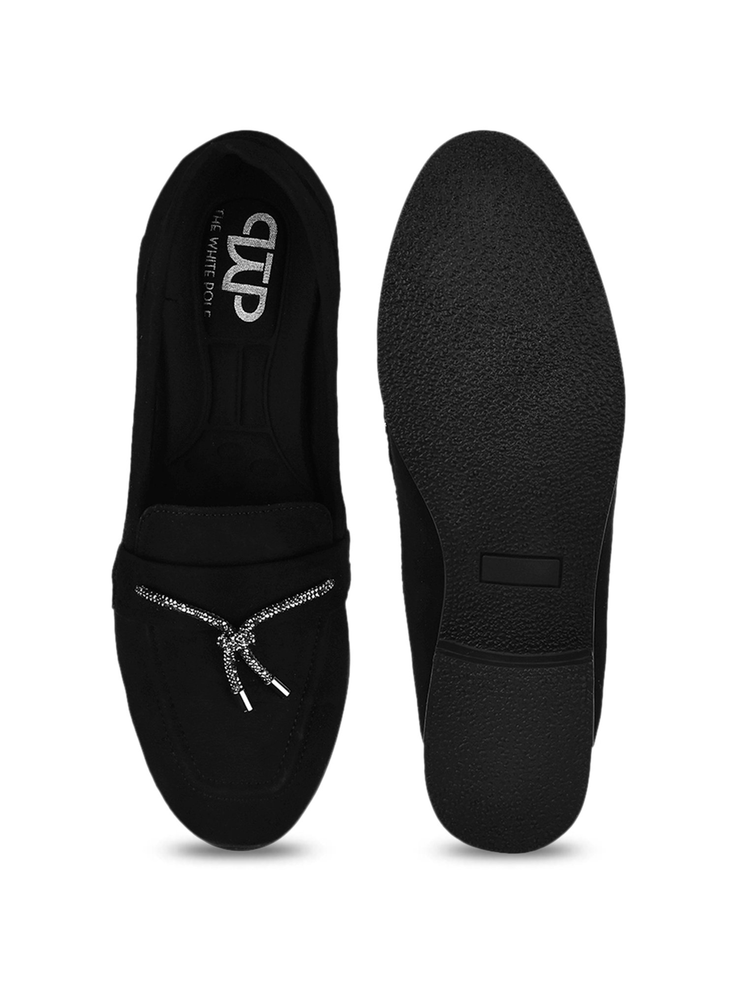 The White Pole Women's Black Casual Moccasins