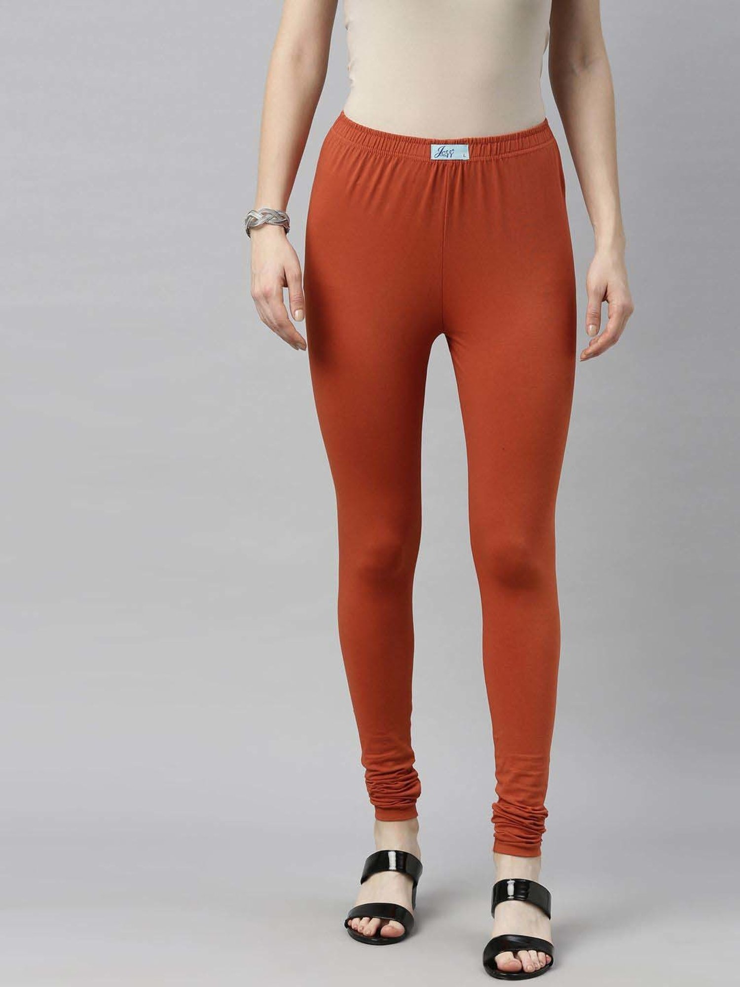 JCSS Blue & Rust Cotton Leggings - Pack Of 2