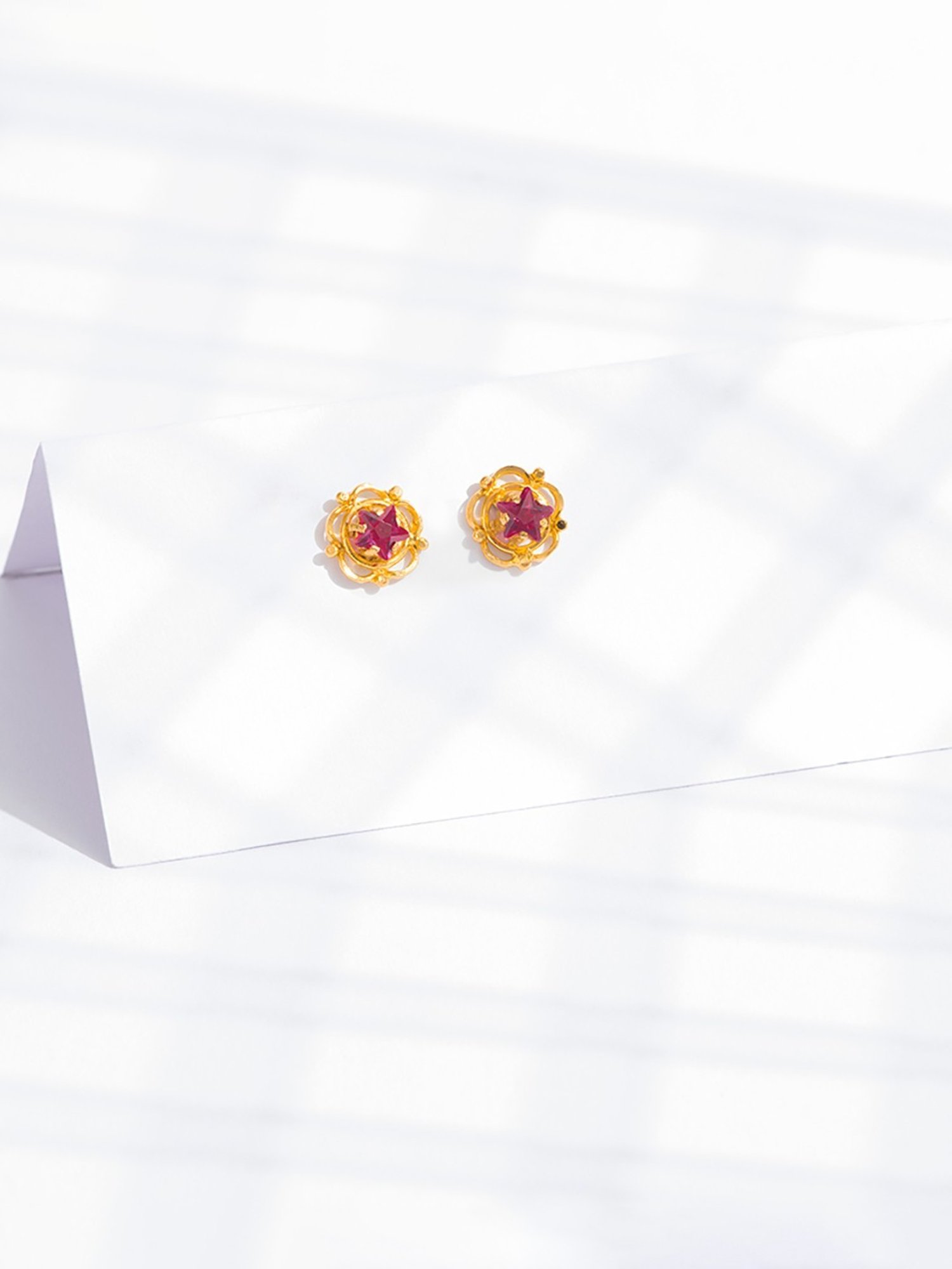 P.N.Gadgil Jewellers 22k Yellow Gold Astral Aura Stud Earrings