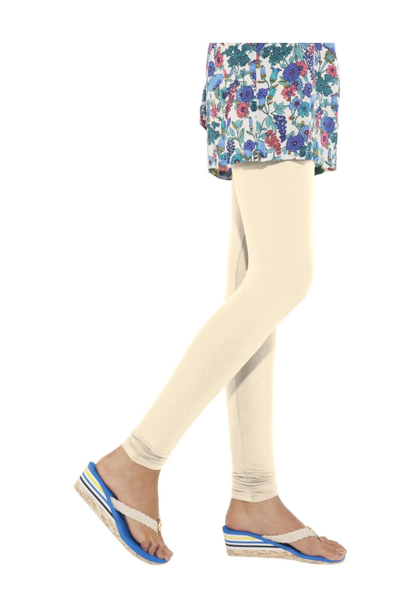 Go Colors Ivory Skinny Fit Churidar