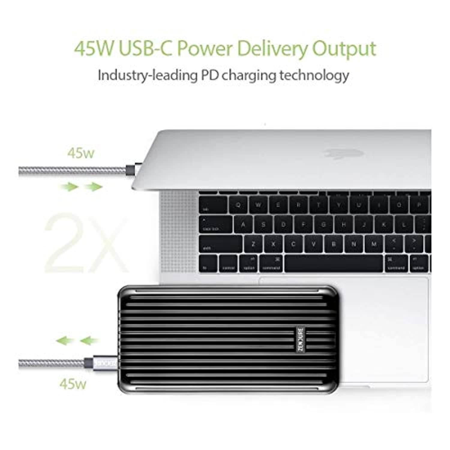 Zendure 45W Power Delivery Portable Charger A6PD 20100mAh Ultra-Durable PD Power Bank with USB-C Input/Output, External Battery for MacBook Pro, iPhone, Black (ZDA6PD-b)