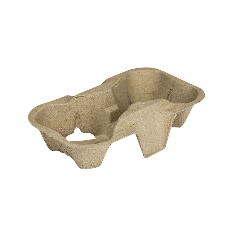 Karat Bulk Order 2 Cup Disposable Molded Fiber Holder Carrier Tray for Carrying 8 to 24 Ounce Togo Beverages, Brown (1,200 Pack)