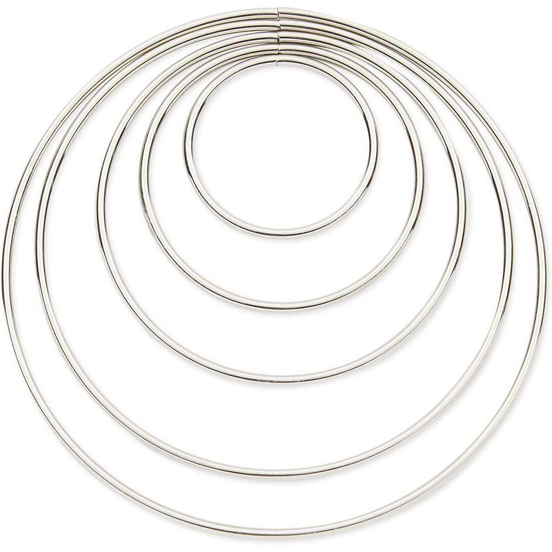 Bright Creations 20 Pack Silver Metal Rings for Macrame, Crochet, Arts and Crafts(5 Sizes)