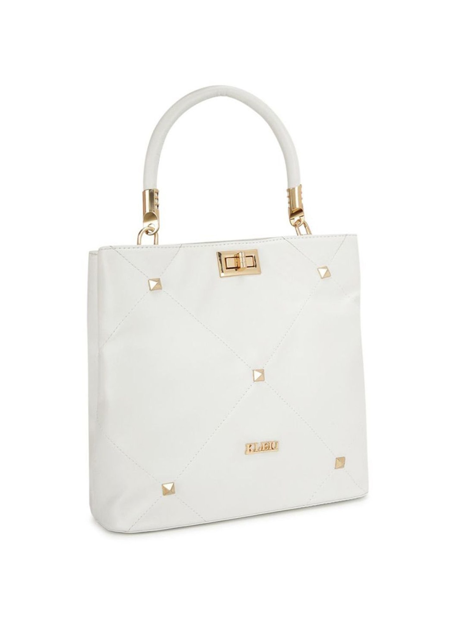 KLEIO White Textured Medium Handbag