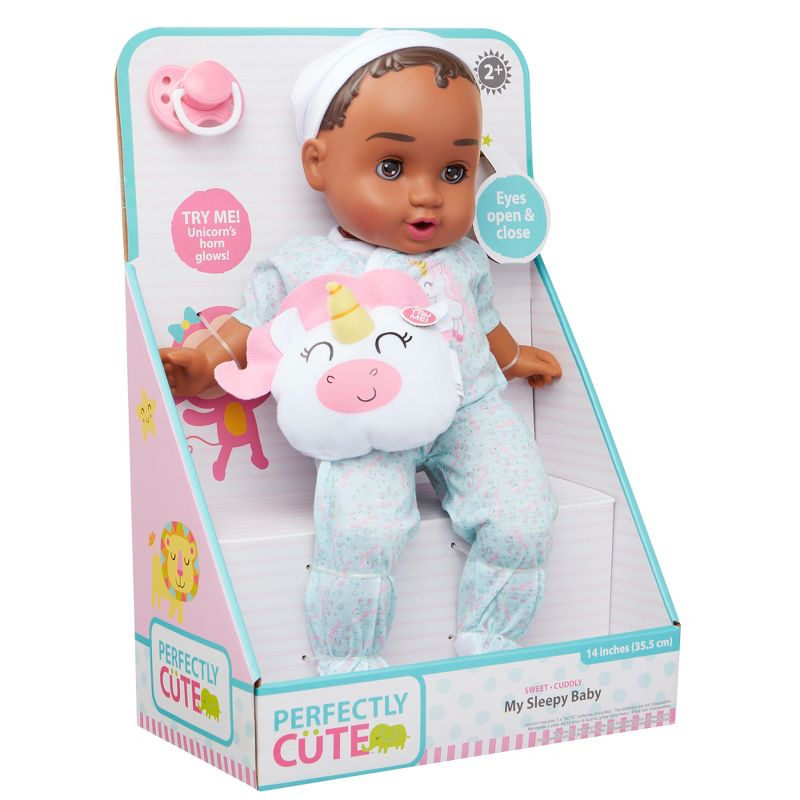 Perfectly Cute My Sleepy Baby - 14" Baby Girl Doll - Dark Brown Hair