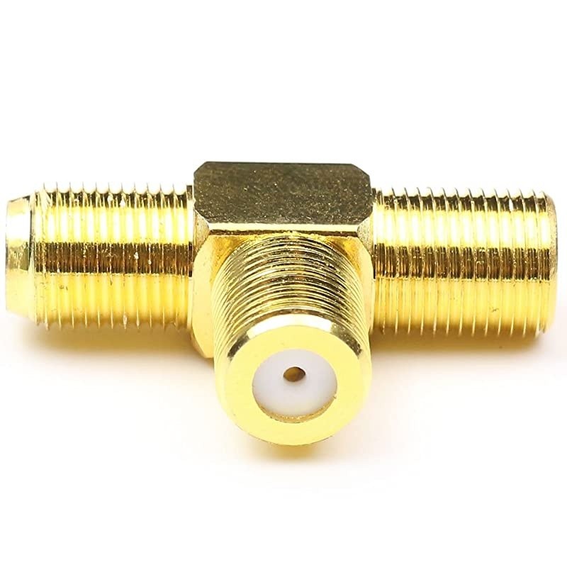 F Female Coax Cable Connectors, F Type Coaxial Splitter 3 Way TV Combiner Splitter Female to 2 Female Adapters for TV Video VCR Antenna TV Cable Satellite Tuner Antenna 5Packs