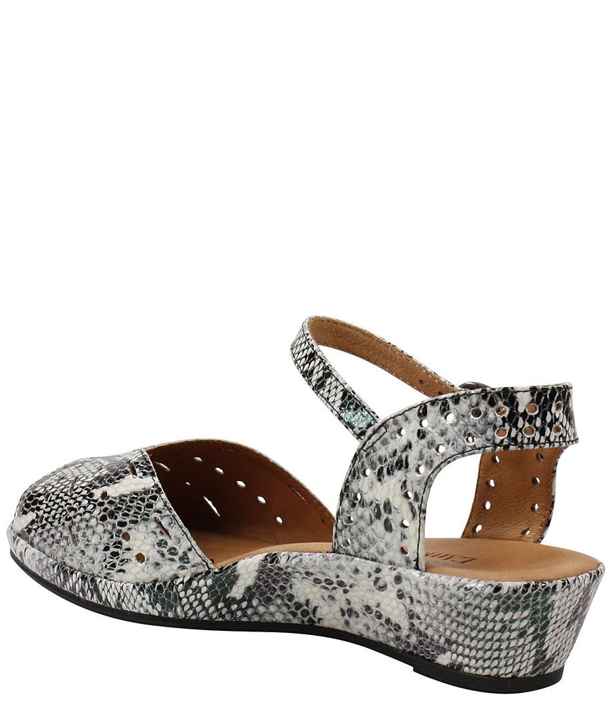L'Amour Des Pieds Brenn Perforated Snake Print Leather Sandals