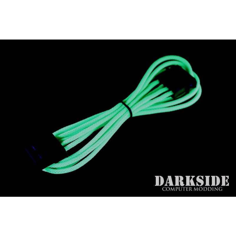 Darkside 4-Pin MOLEX 12" (30cm) HSL Single Braid Extension Cable - Green UV (DS-0108)