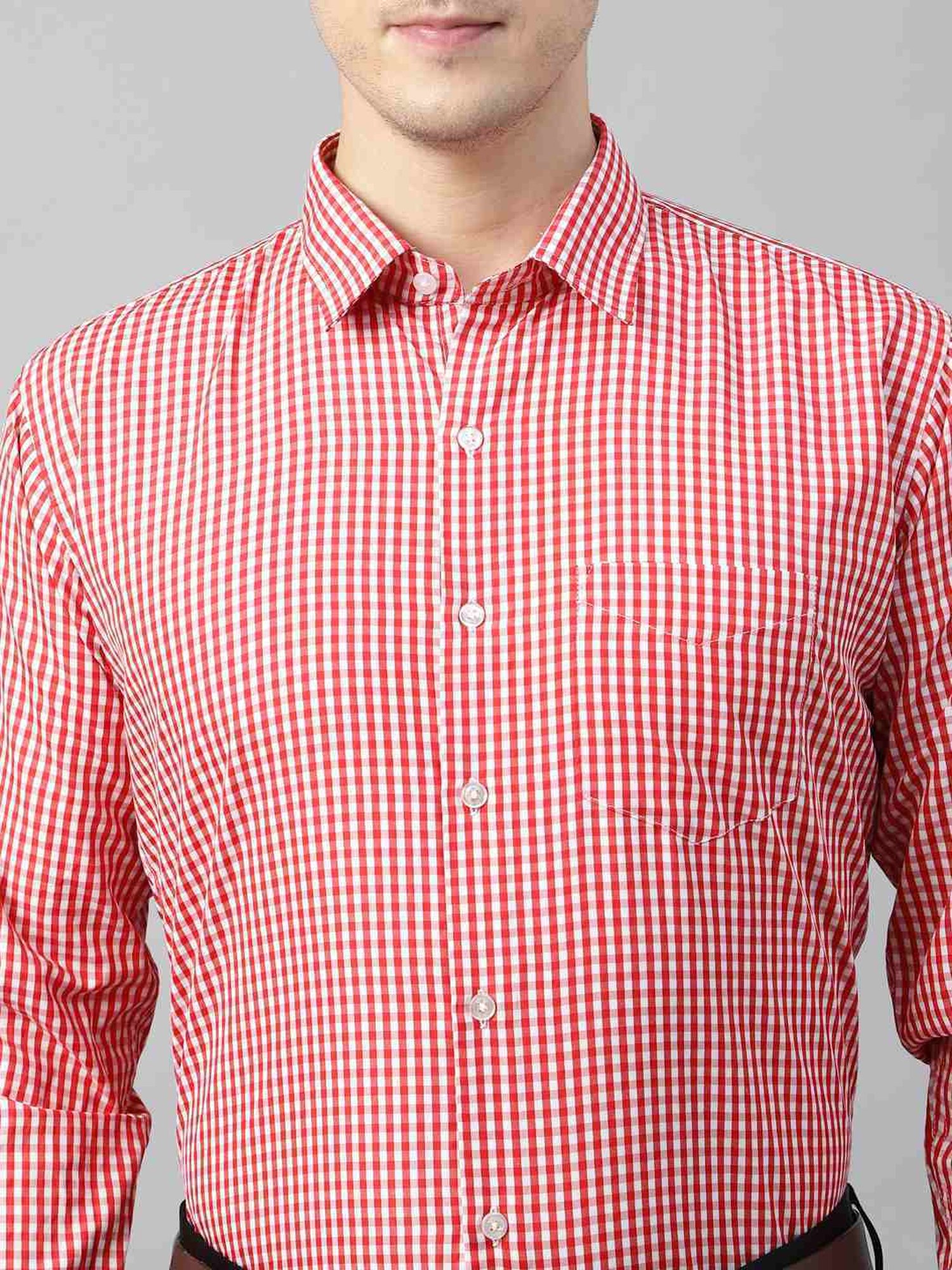English Navy Red Slim Fit Checks Shirt
