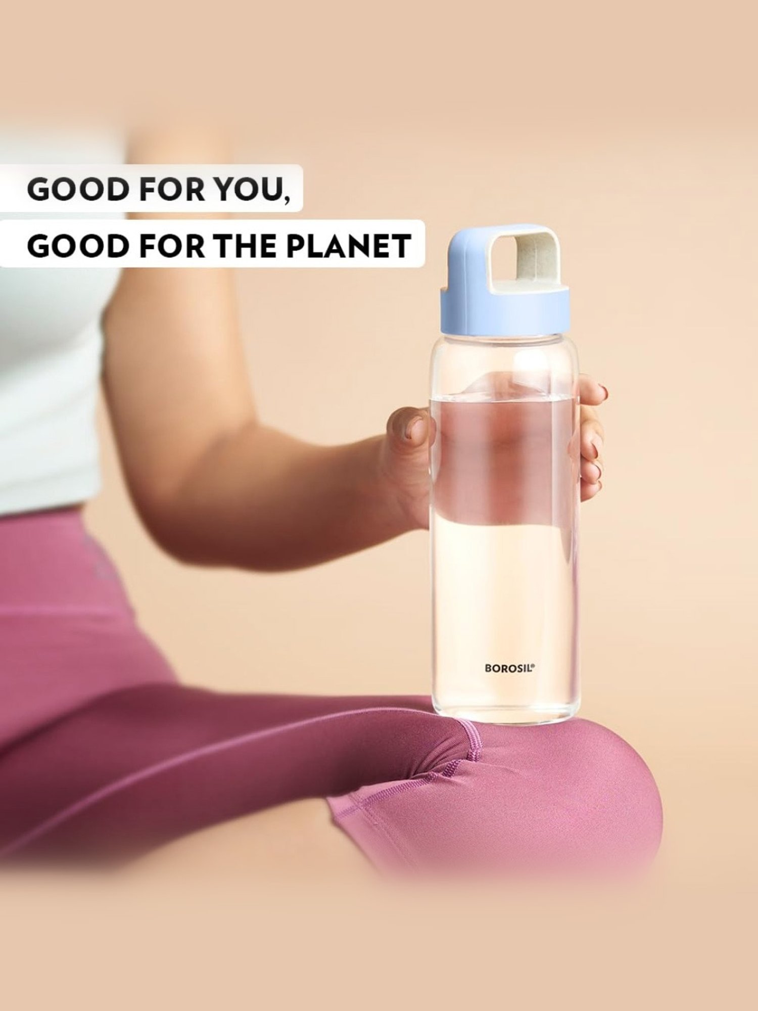 Borosil Water Bottle with Leakproof & Easy to Carry Set of 3 (Transparent, 750 ml)