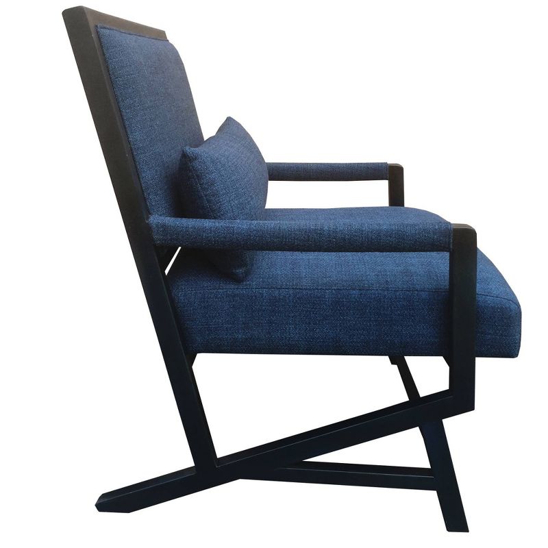 Fabric Padded Wooden Frame Accent Chair with Armrest Blue/Black - The Urban Port