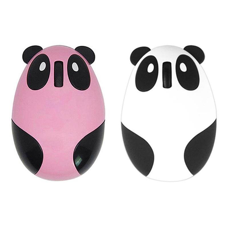 2.4GHz Wireless Mouse Optical Panda Computer Mouse Cartoon Animal USB Rechargeable Mouse for PC Pink White