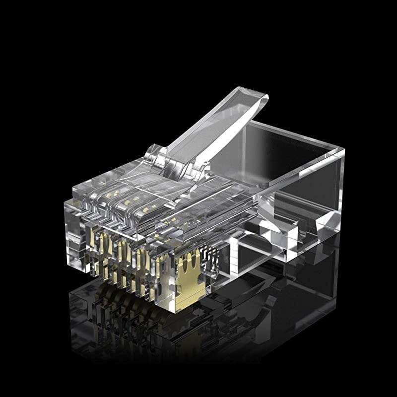 RJ45 Pass Through Connectors Ethernet Jack Modular UTP Plug Connector with Flexible Latch 100Pack