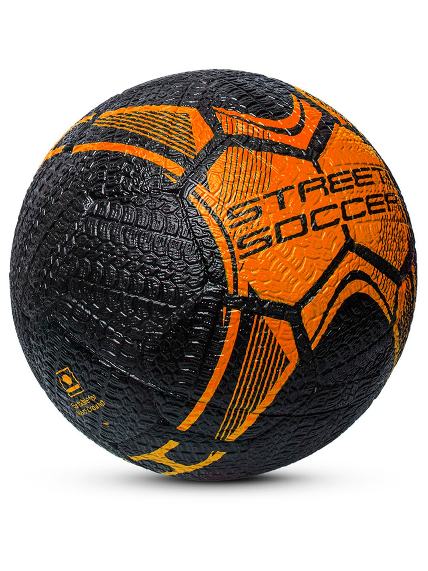 Vector X Street Soccer Rubber Moulded Football (Black & Orange) Size - 5