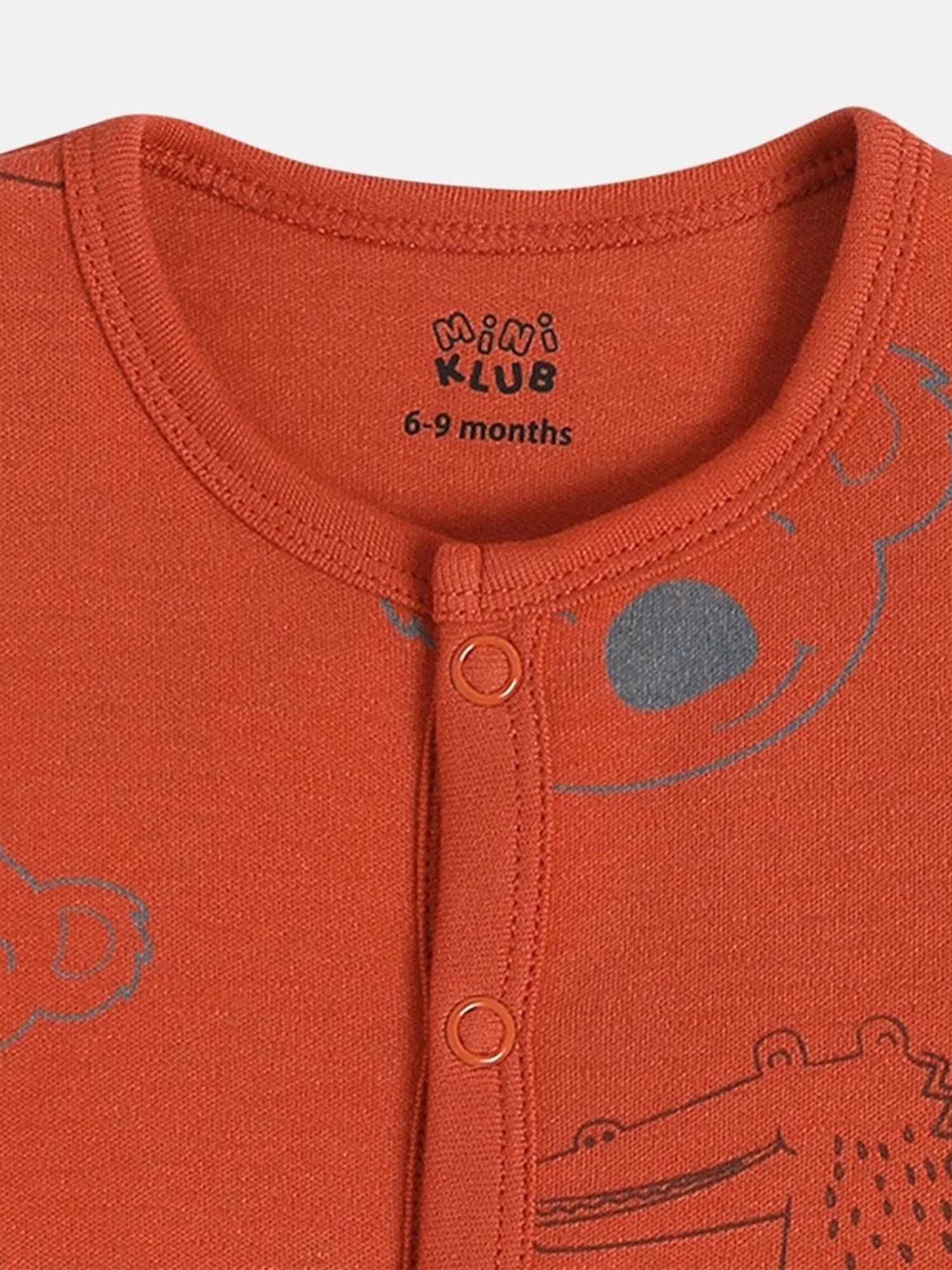 MINIKLUB Boys Red & Gray Cotton Printed Full Sleeves Front Open Vest