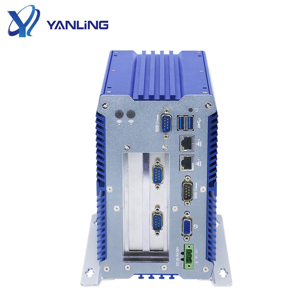 Fanless Industrial PC , Intel Celeron 3865U Rugged Computer, IPC Mini PC, Windows 10 Pro with 6 USB 9 to 36V 2 PCI or 1 PCIE 4X 1 PCI 2 Intel LAN 3G 4G WiFi Support SIM Slot 8 G RAM 128G SSD
