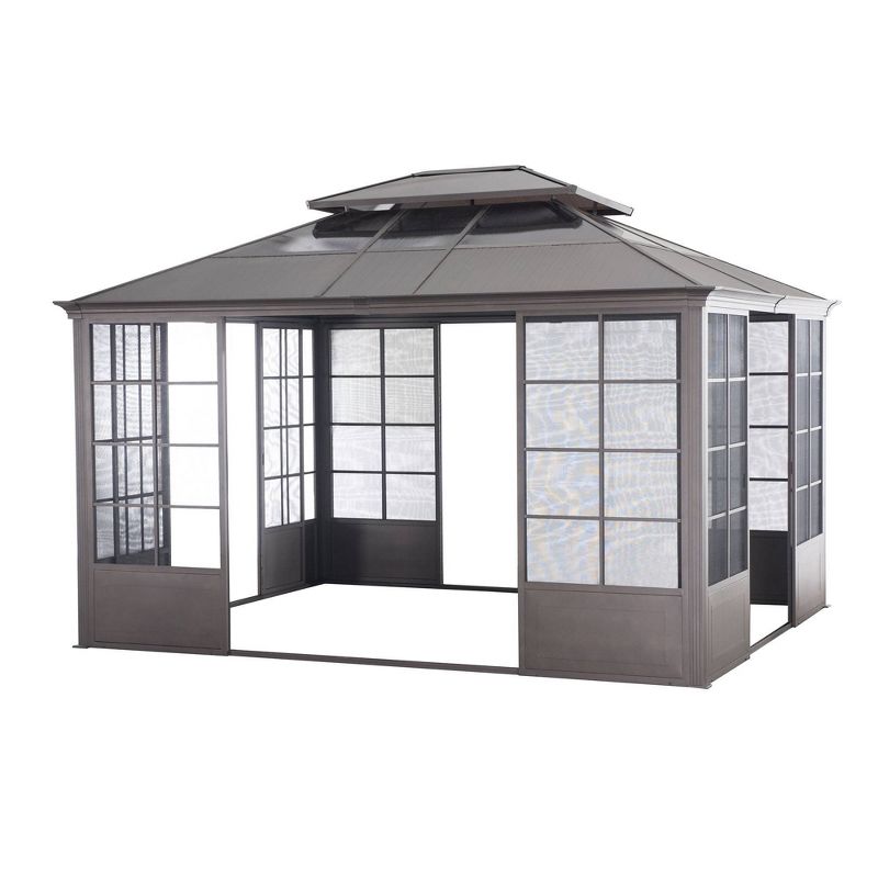 Sierra 12' X 14' Steel Frame Gazebo With Sliding Doors - Sunjoy