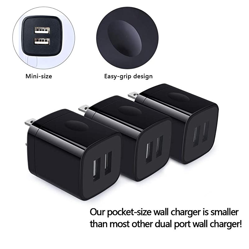 Charger Charger Cube Charging Block Fast Charge Dual Port 21A USB Power Brick Phone Charger Plug Box Heads Compatible iPhone Xs MaxXsXRX876S6 Plus Samsung Galaxy S10S10e S9S8Plus S7