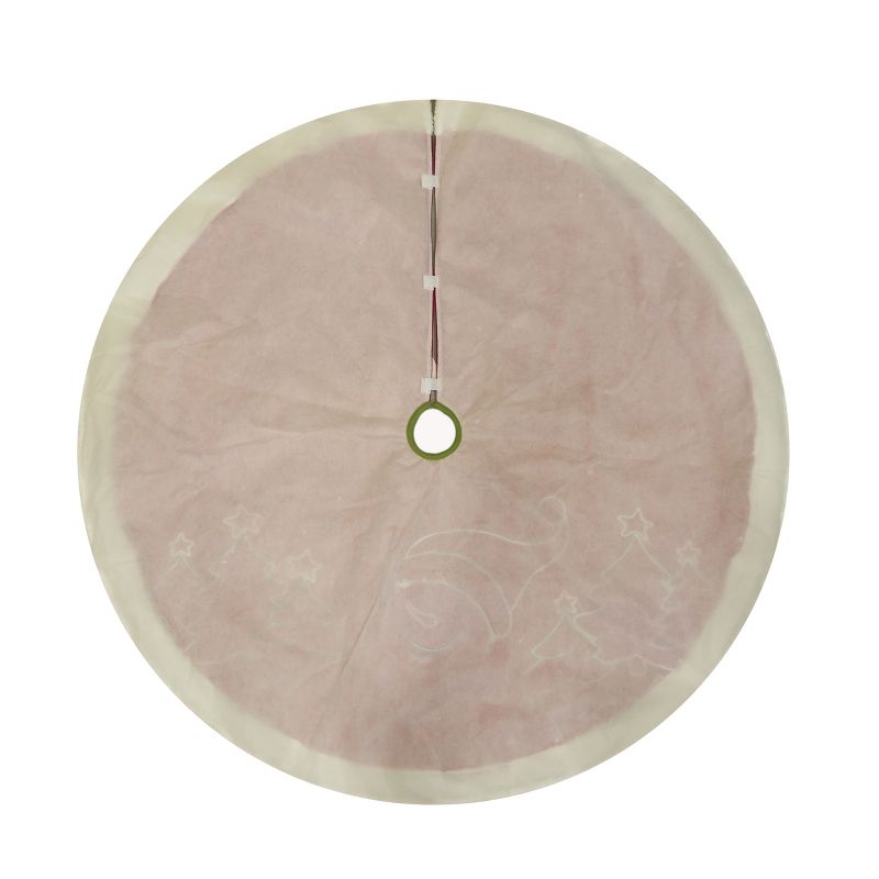 Lakeside 48" Snowy Burlap Christmas Tree Skirt with Doily Cloth