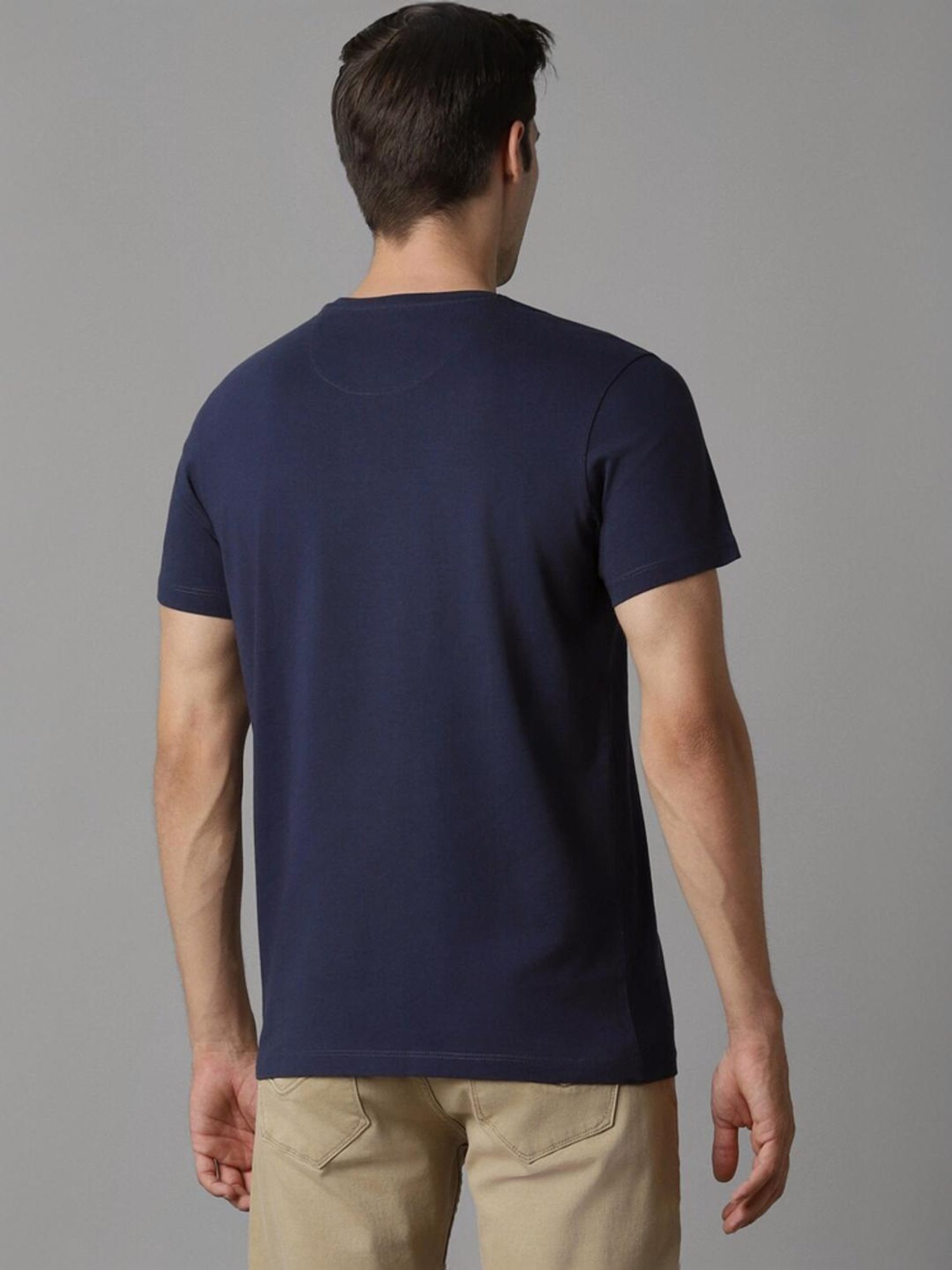 Louis Philippe Navy Slim Fit Printed T-Shirt