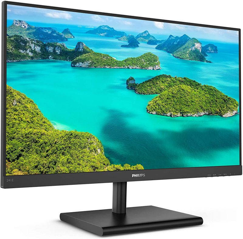 Computer Monitors 241E1S 24" Frameless Monitor, 1920x1080 Full HD IPS, 106% sRGB, 75Hz, FreeSync, VESA, 4Yr Advance Replacement, Black