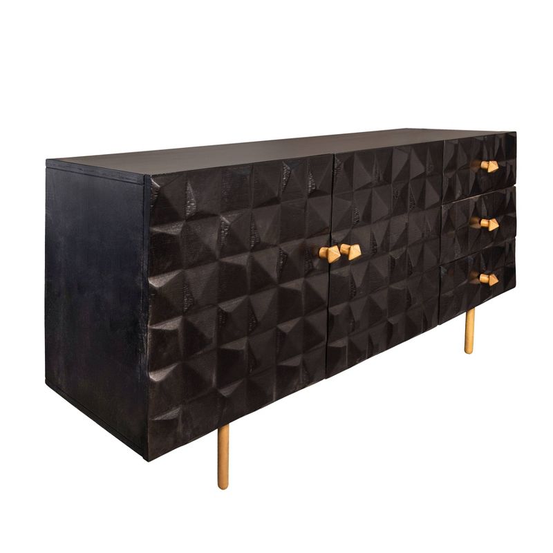 63"x30" Wood 3 Drawer Sideboard Black - Sagebrook Home