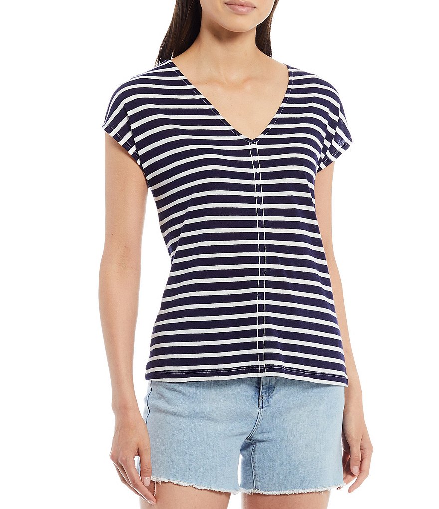 WAYF Double Ruffle V-Neck Peplum Top