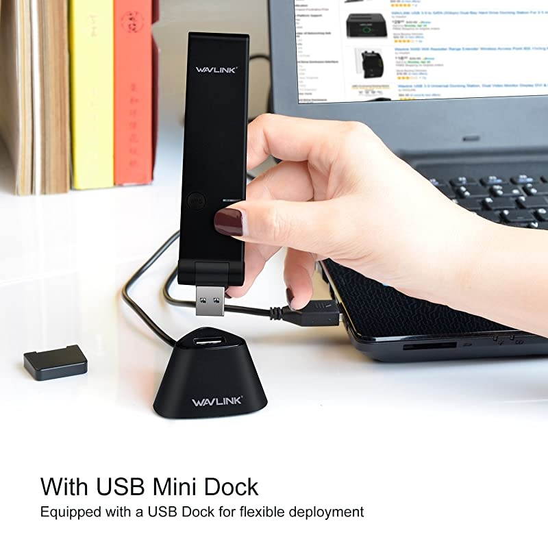 USB WiFi Adapter 1300Mbps  Wireless Dual Band USB30 WiFi Dongle with Included USB Mini DockCradle 80211 ac Wireless Network Adapter with WPS Function for Desktop Windows Mac OS X