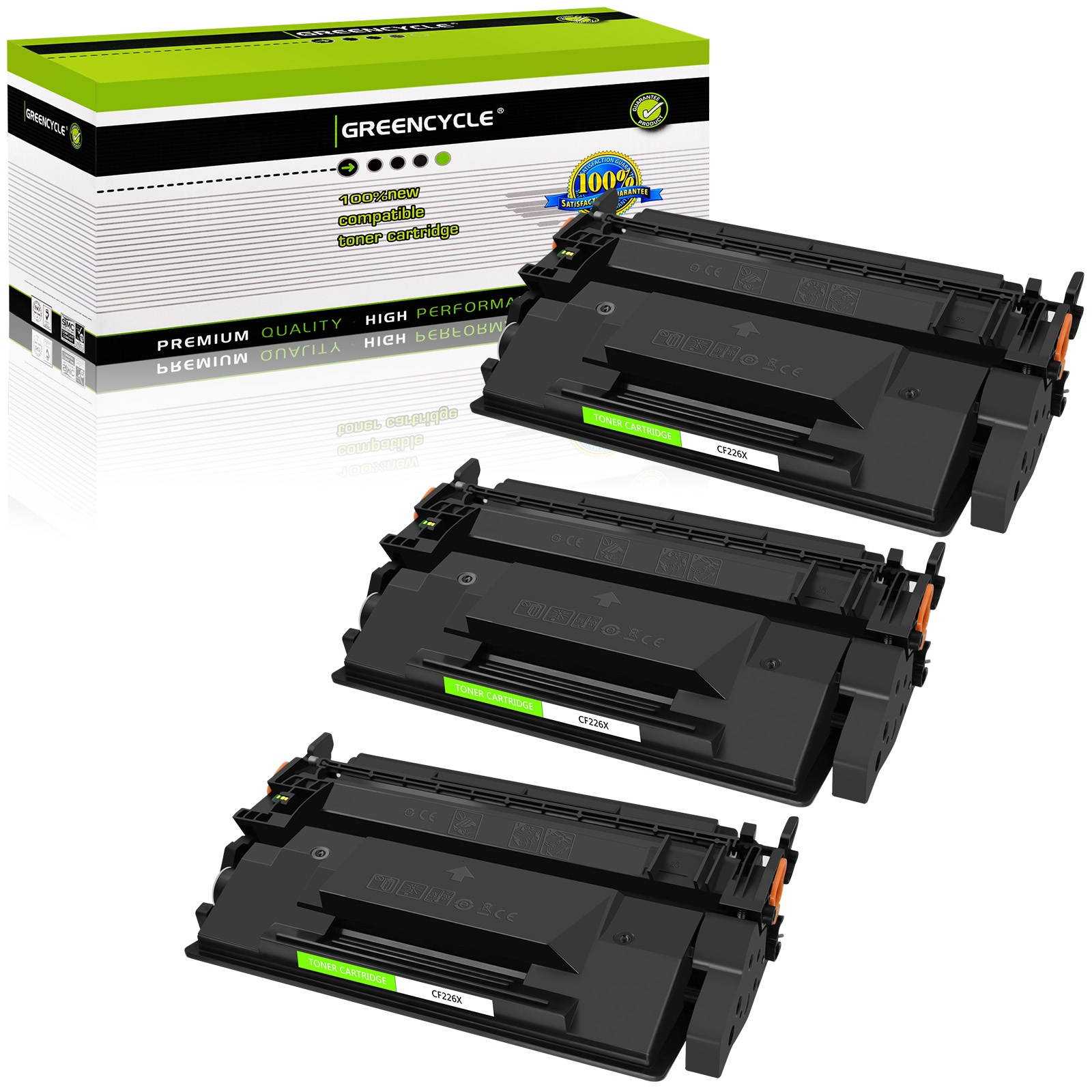 GREENCYCLE 3PK Compatible with HP CF226X 26X Black Toner Cartridge High Yield for LaserJet Pro MFP M426dw M402d Printer