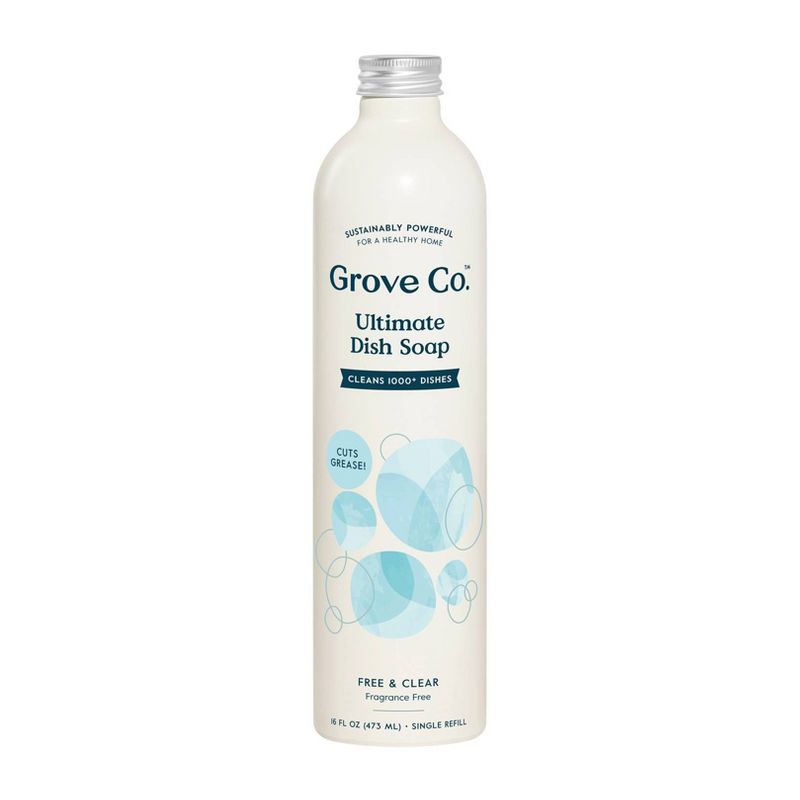 Grove Co. Ultimate Dish Soap Refill in Aluminum Bottle - Free & Clear - 16 fl oz