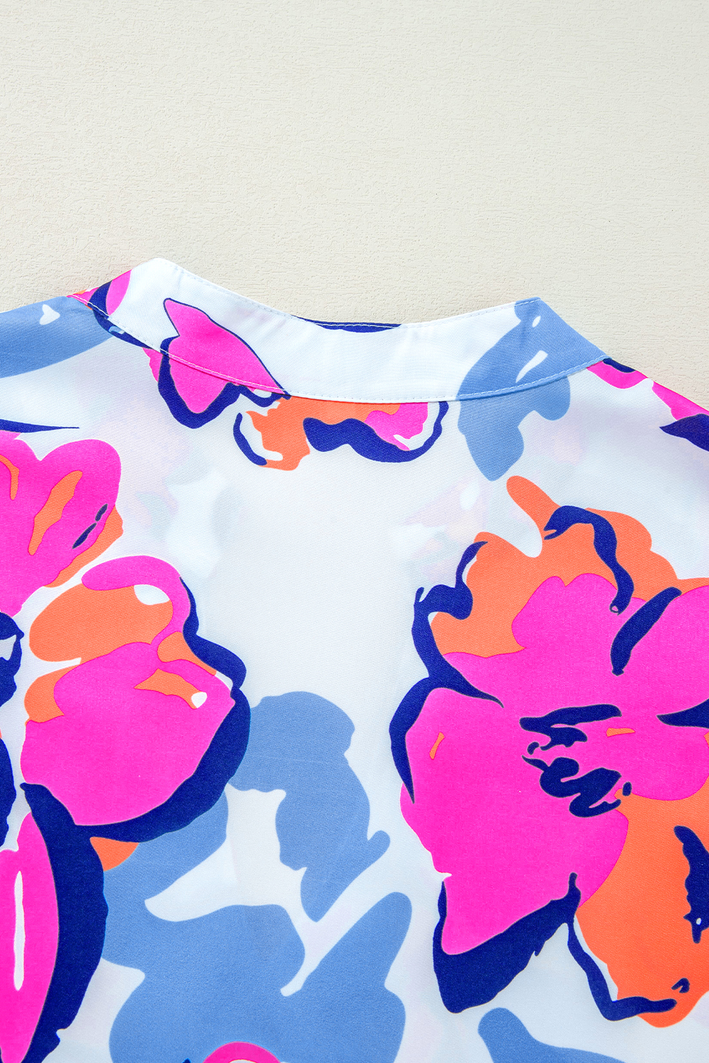 Multicolor Boho Floral Collared Long Sleeve Dress