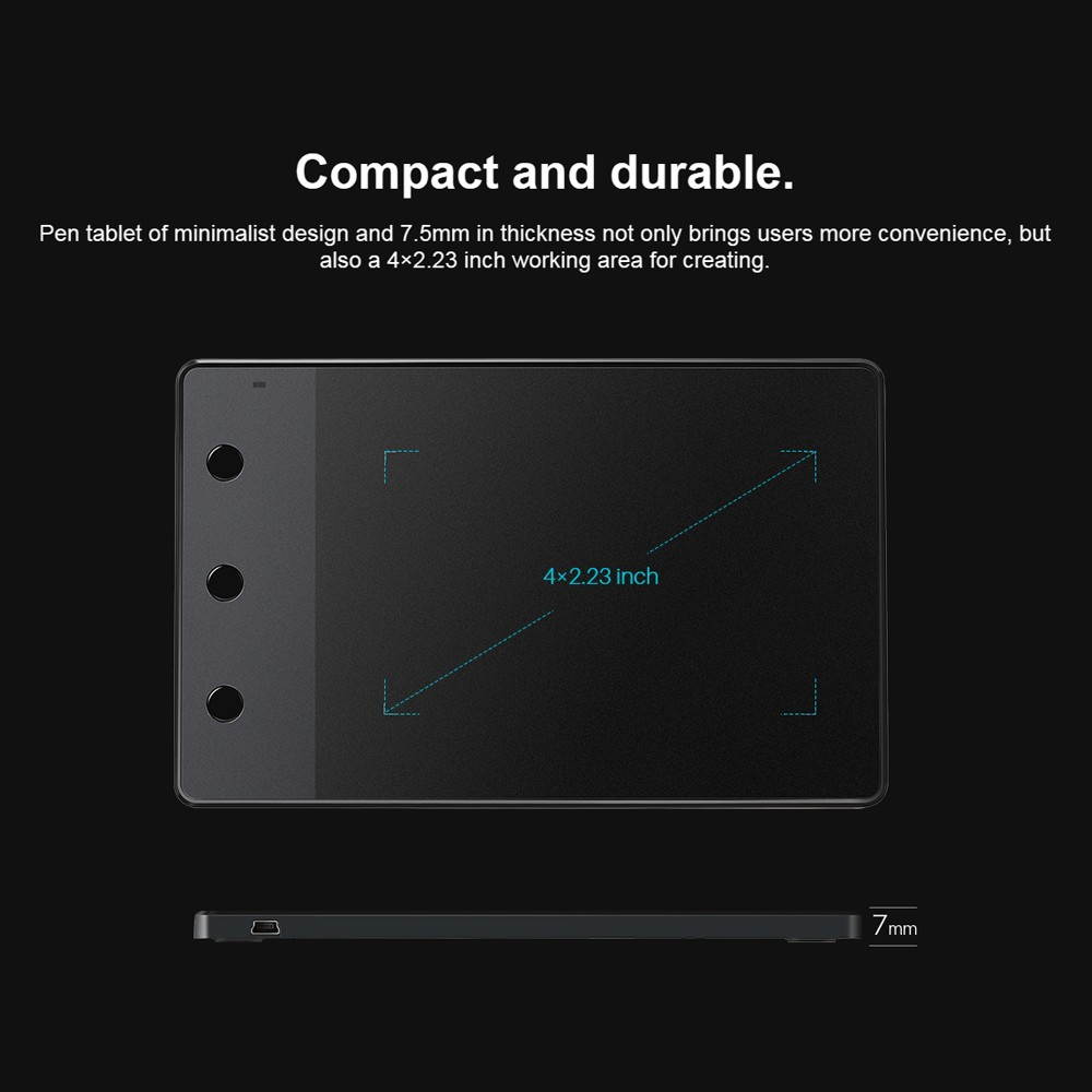 H420 Professional Graphics Drawing Tablet with 3 Shortcut Keys 2048 Levels Pressure Sensitivity 4000LPI Pen Resolution