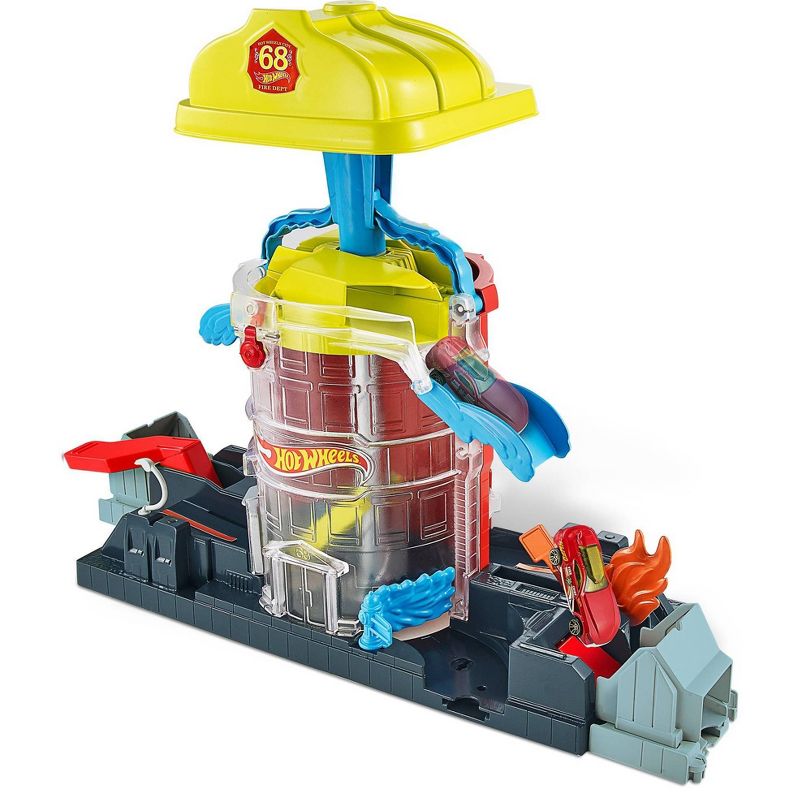 HAPE Wooden Fire Engine Playset with Working Ladder, Fireman and Dog
