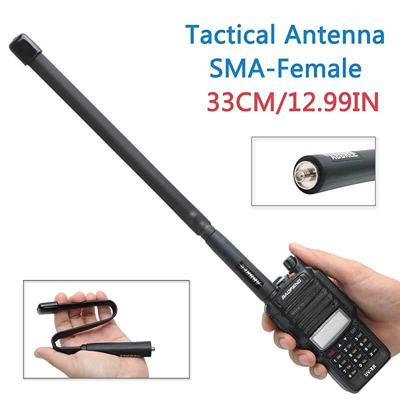 SMA-Female VHF UHF Dual Band Foldable Tactical Antenna for Baofeng UV-XR UV-9R Plus GT-3WP BF-9700 UV-5RWP Waterproof Two Way Radio