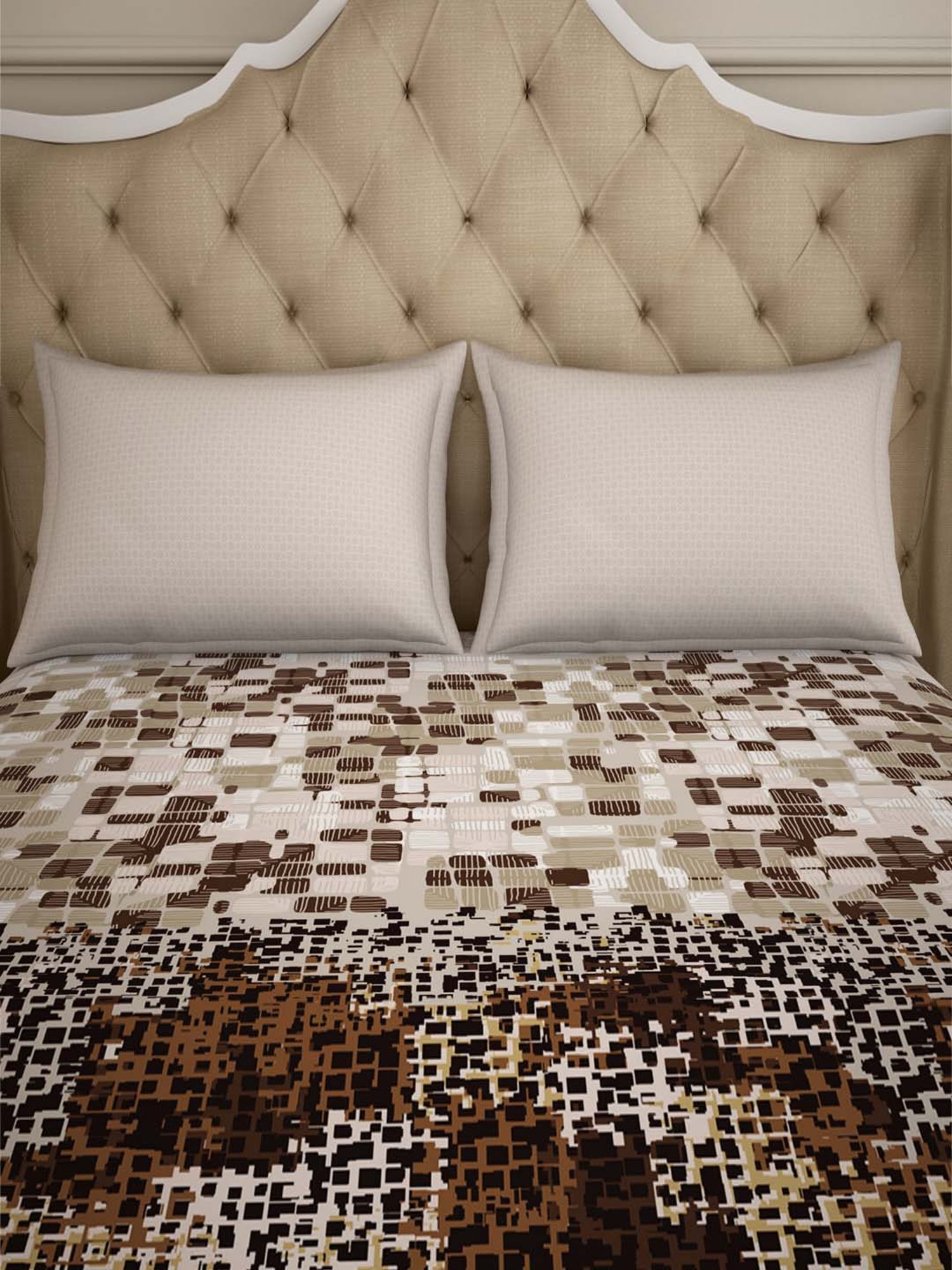 Spaces Atrium Plus Brown Cotton 210 TC Bed Sheet Set